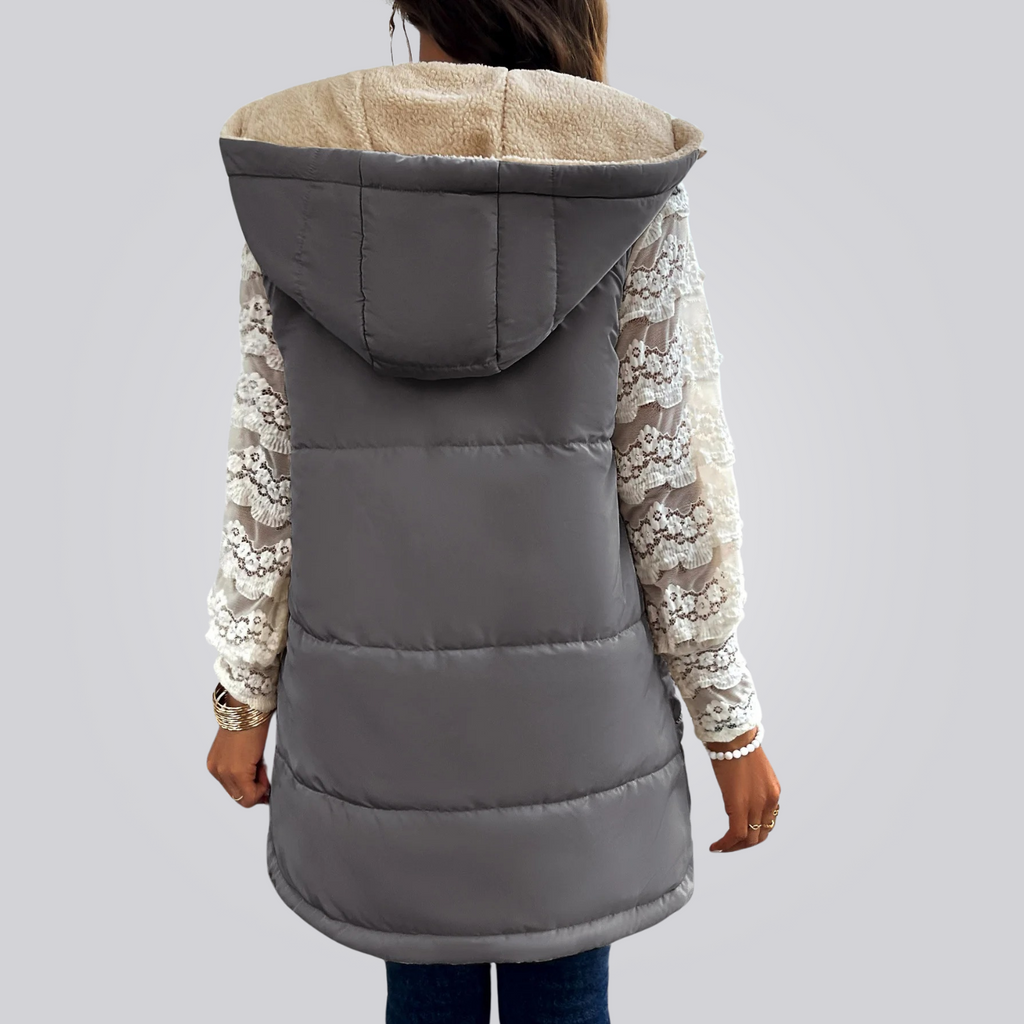 Colete Feminino Longo com Capuz Montevie